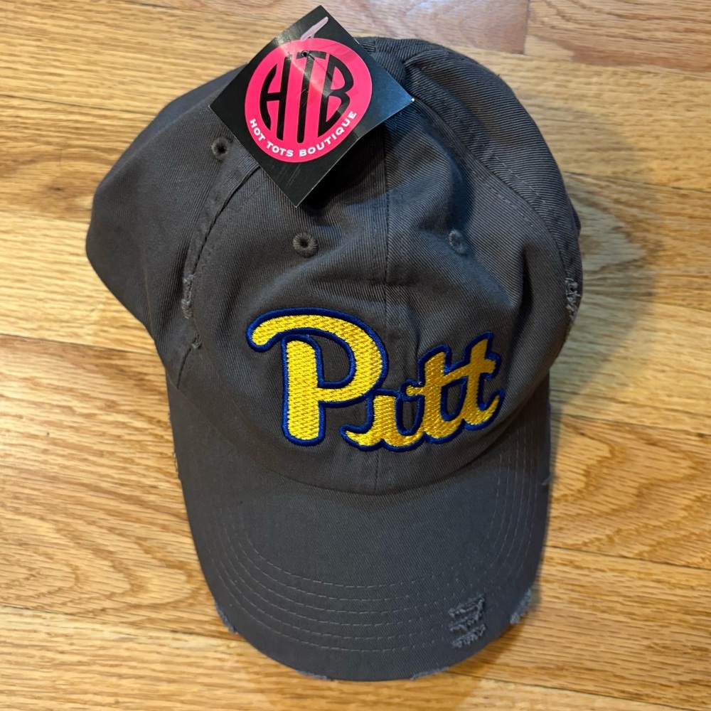 Pitt Panthers distressed grey and yellow baseball hat